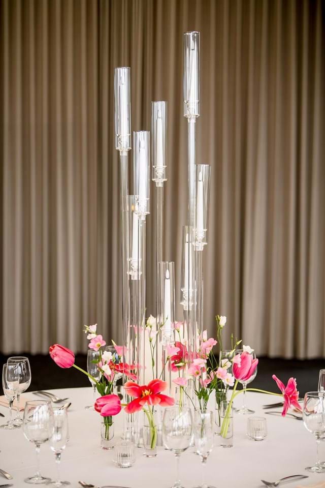Clear Acrylic Candelabra with LED Candles