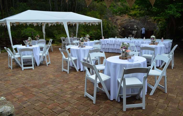 Cafe Tables with Tablecloths
