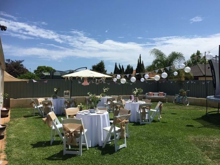 Cafe Tables with Tablecloths